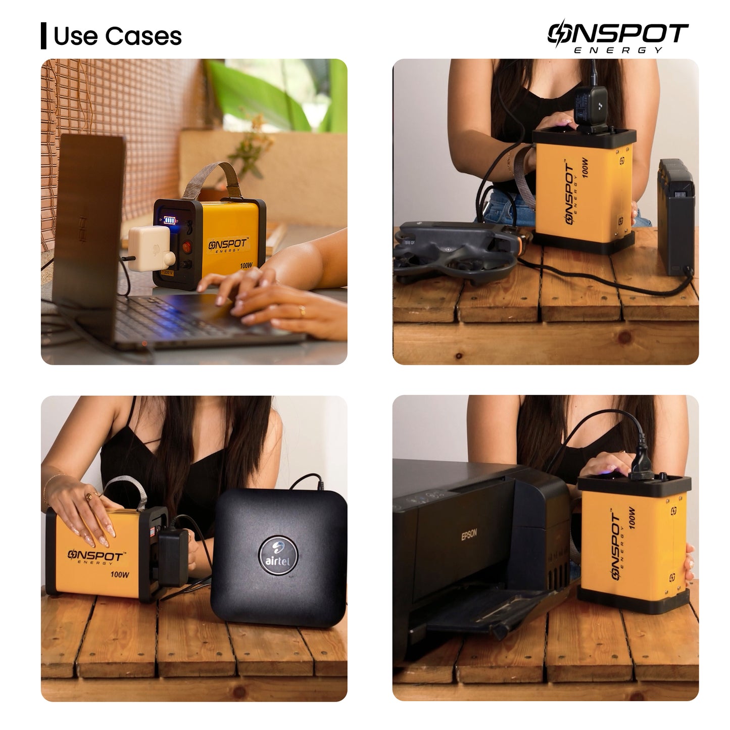 buy best portable power station in India; Portable power station powering Laptop and router; 100W power station for Printer and camera; On spot energy power station for camping, caravans and trekkers; 