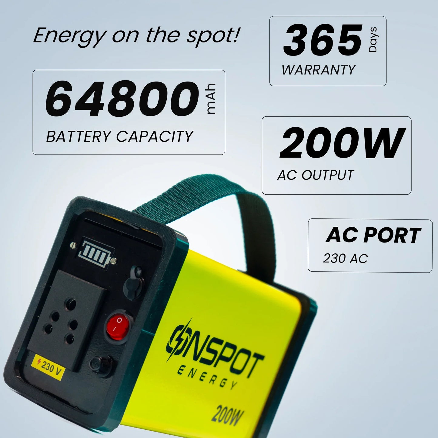 On Spot 200W Portable Power Station <br> Made in India Portable Inverter