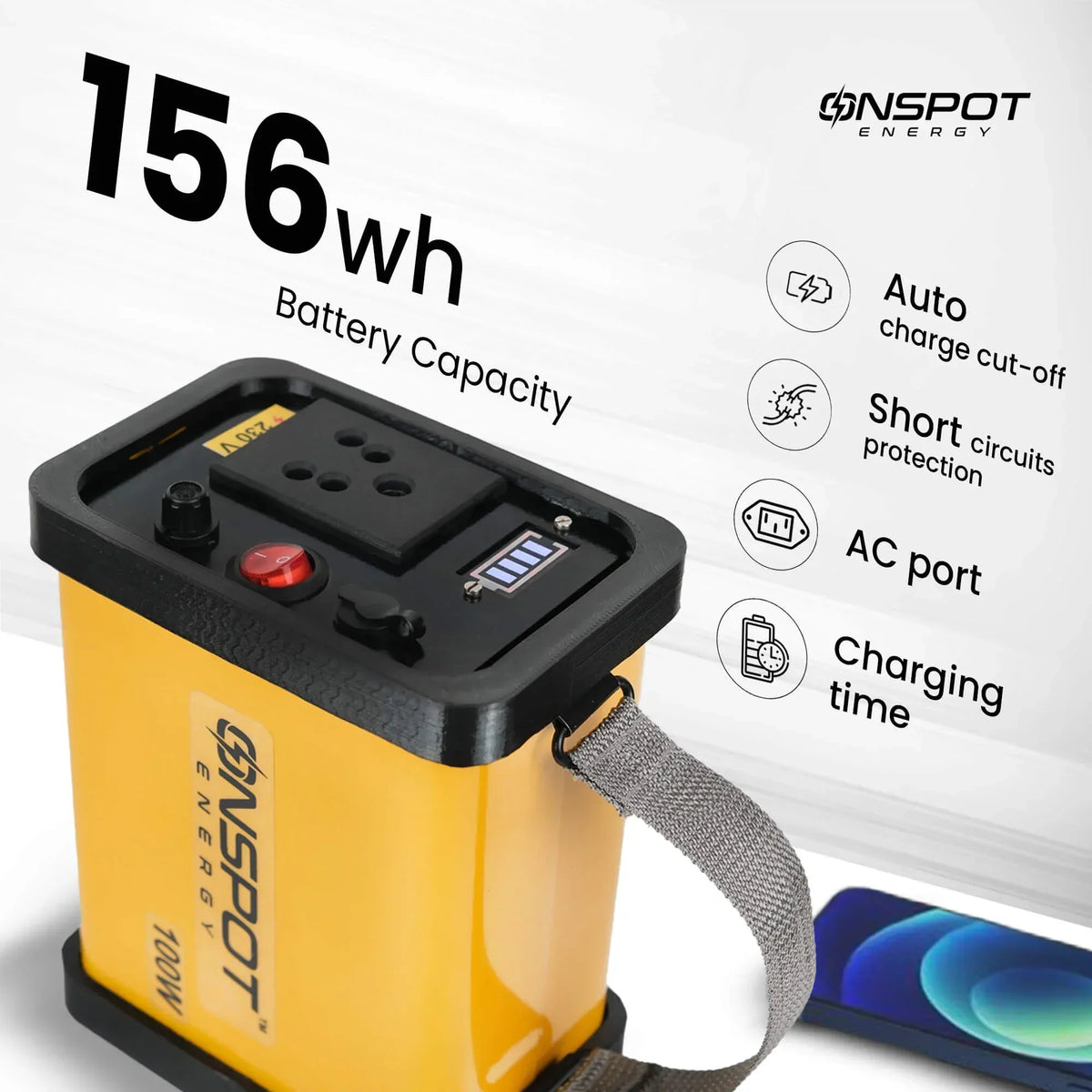 Best portable power station in India, Power station with AC ports & 156wht battery capacity, Auto charge cut-off 100W power station