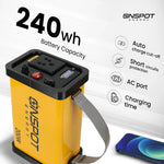Best portable power station in India; On Spot Energy 200W portable power station with auto charge cut-off; compact 240Wh portable power station; Buy 200W Power Station Online – Pure Sine Wave AC Output; 